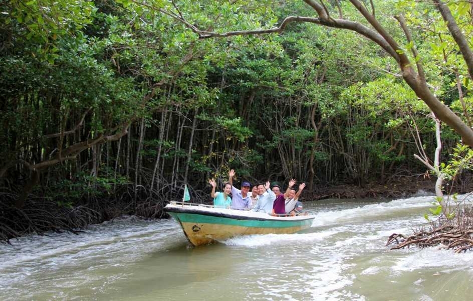 Sit on a canoe to travel around...