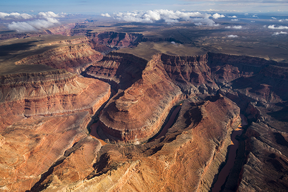 Aerial view of the Colorado River in the Grand Canyon - above Marble Canyon. Fedarko and McBride hiked much of the canyon in this image.