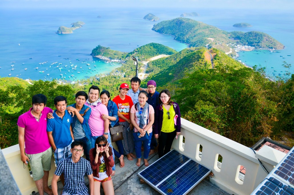 Tourist at the top of Nam Du lighthouse