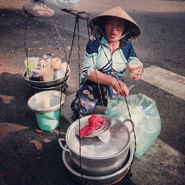 tofu lady street foods vendor in saigon