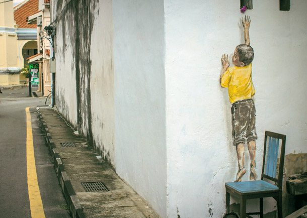 Penang Street Art, "Reaching Up" Mural, Cannon Street, George Town, Penang