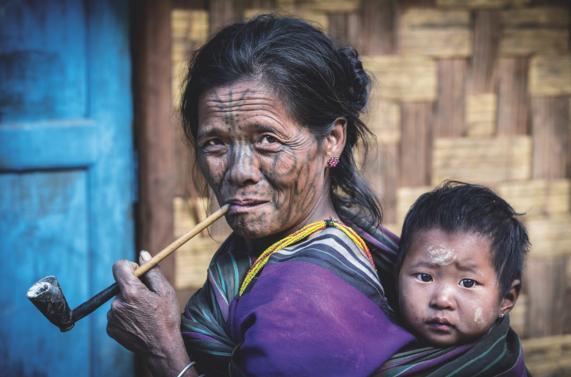 Chin Grandma in Kayakhto Village in the mountains of the Chin State