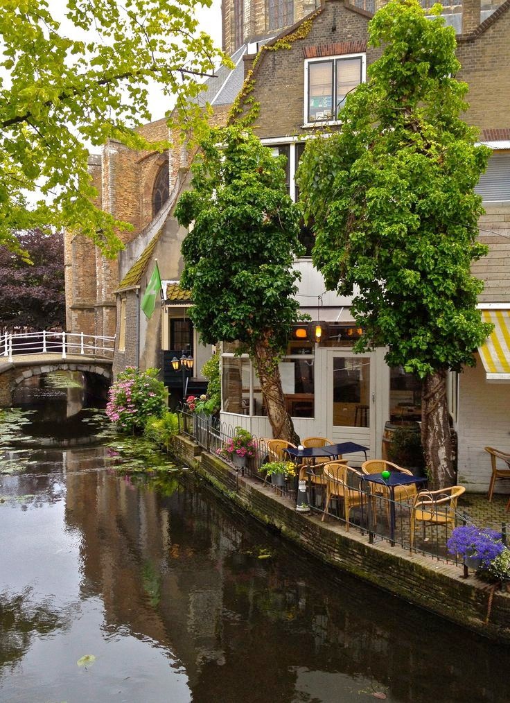 Dutch city with a labyrinth of lakes, canals, and rivers