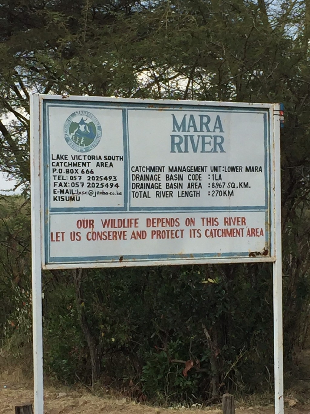 The Mara River sign, right on the border of Kenya and Tanzania