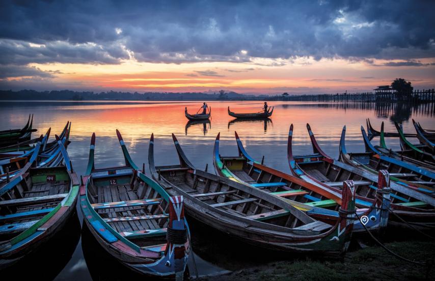 The shores of Taung Tha Man Lake, Amarapura in Mandalay
