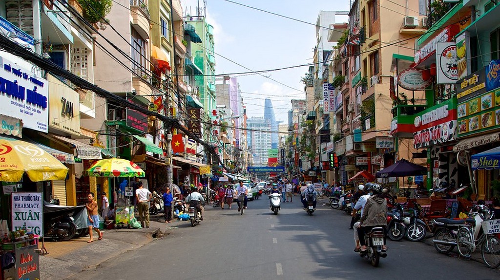 Walking along Saigon's street