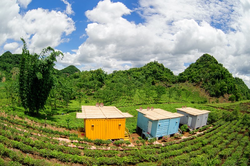 Colourful bungalow containers of Moc Chau Arena Village. Photo: mocchauarena.com