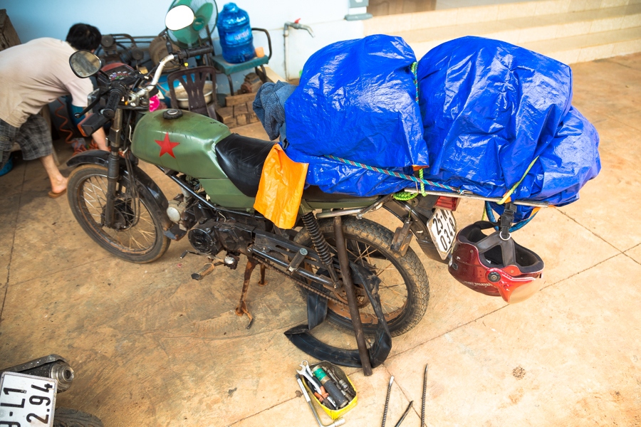 flat tire motorbike vietnam