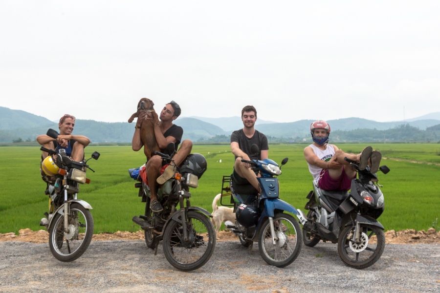 group shot in phong nha motorbike vietnam
