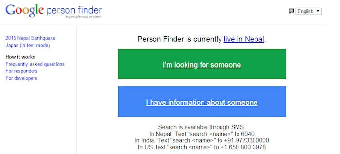 japan emergency call google person finder