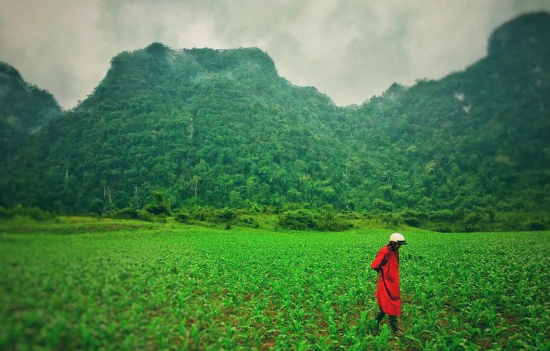 Locals gather near the 'Kong: Skull Island' film set in Quang Binh, Vietnam as seen in a photo uploaded by director Jordan Vogt-Roberts on February 22, 2016. Photo: Instagram/voteroberts