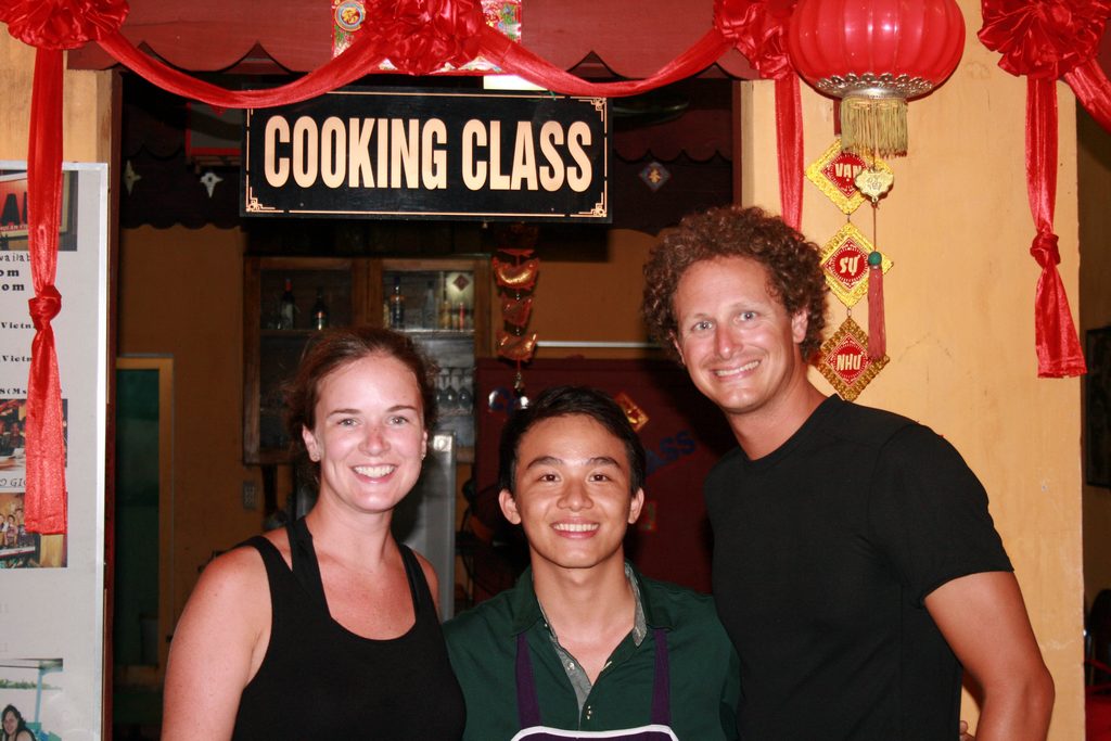 Two tourists with their instructor after the cooking class Photo: fatgirldoestheworld