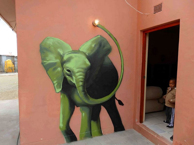Elephant Street Art In South African Villages