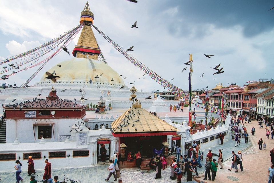 Early Morning at Nepal's Boudhanath Stupa.