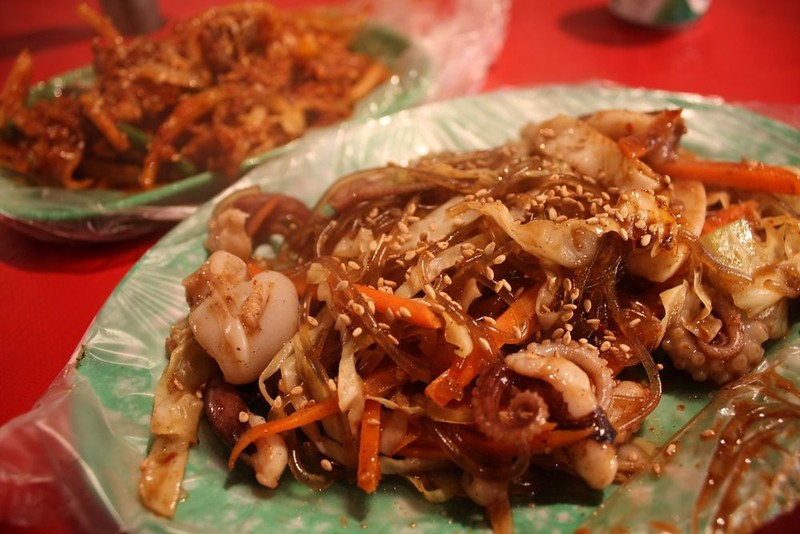 japchae noodles, Namdaemun, street food, seoul, korea