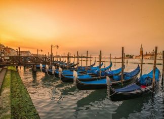 Sunrise over the Gondolas on St Marks