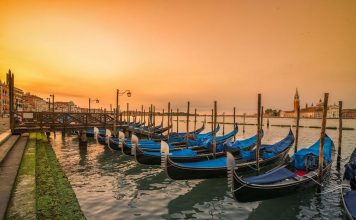 Sunrise over the Gondolas on St Marks