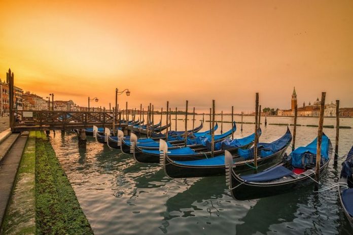 Sunrise over the Gondolas on St Marks