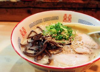 Tonkotsu ramen, one of the most famous foods in Fukuoka, Japan