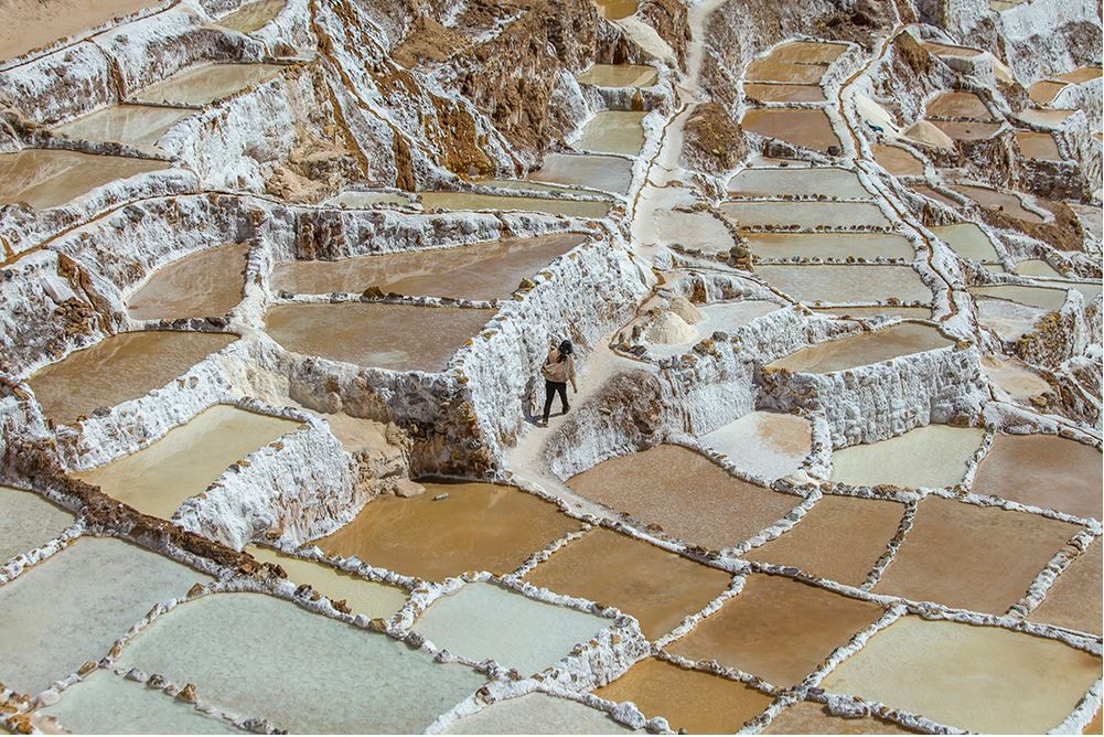Salt water basins, salt mines, Maras, Peru