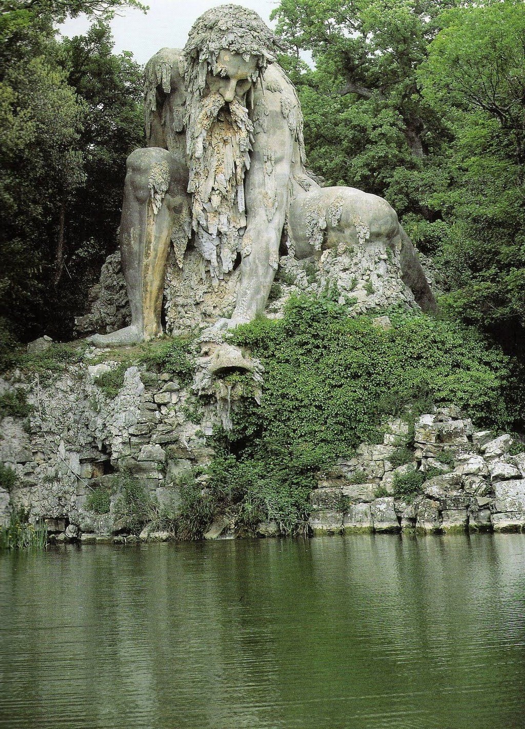 Colossus statue-half-people and moutain-italy
