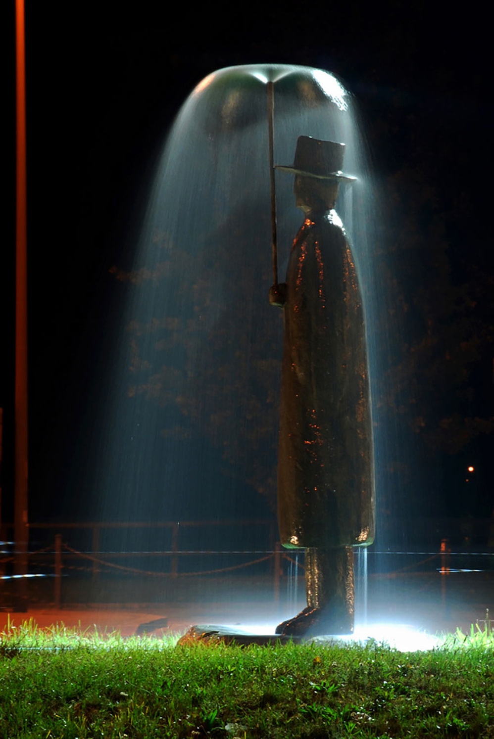 The statue of Jean-michel Folon -sculpture and fountain -best sculpture in the world