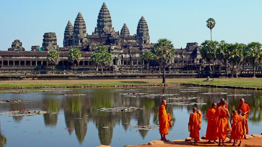 Monks at Angkor Wat temple