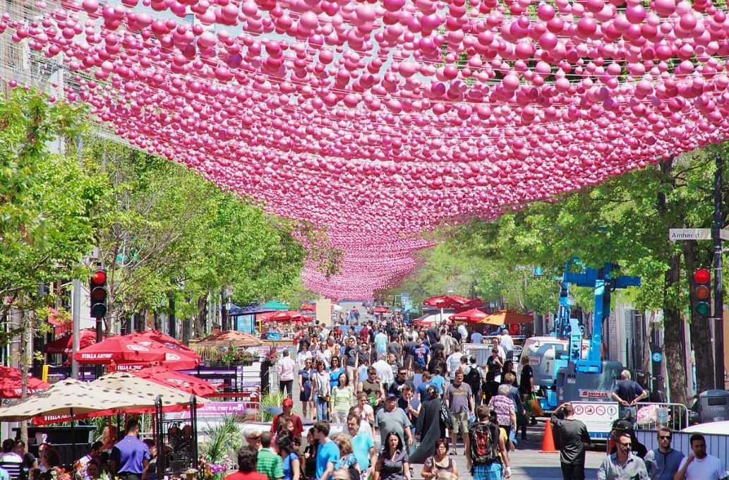 Pink Balls at montreal ste catherine street 2