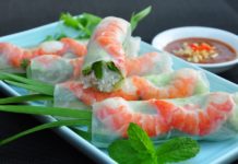 Vietnam food culture — Flowers and leaves in Vietnamese cuisine prawn rice paper rolls vietnamese cuisine