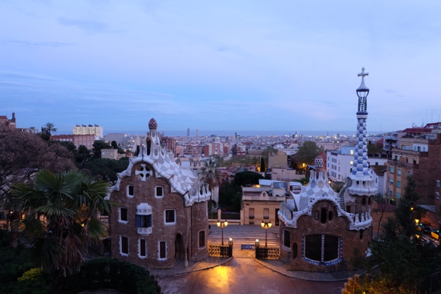 Sunset at Park Guell. Image of Barcelona travel blog.