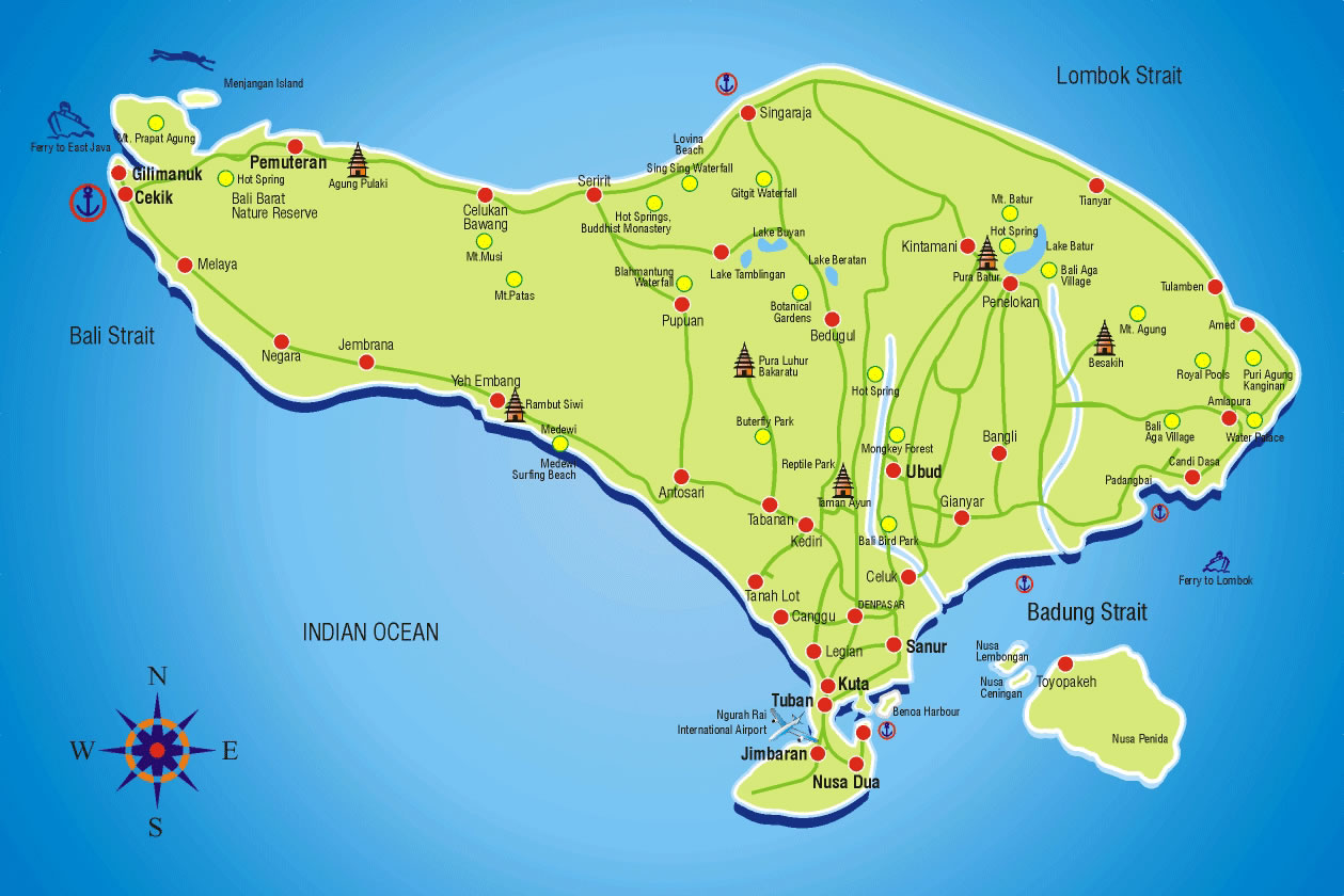 bali tourist map bali one day tour