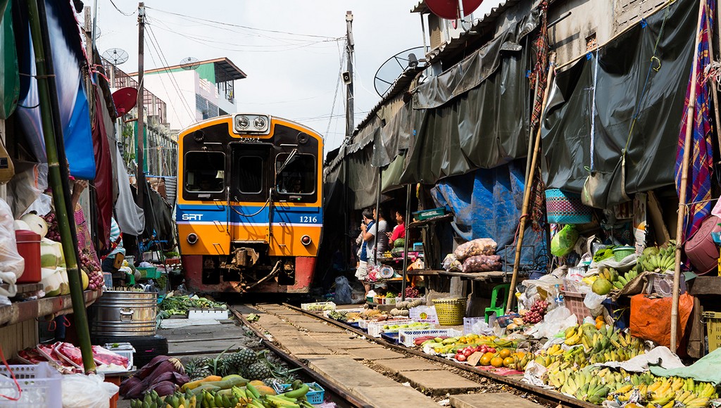 Maeklong Railway Market in Thailand