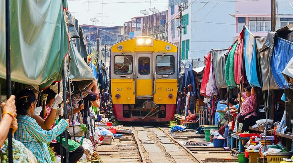 Maeklong Railway Market in Thailand