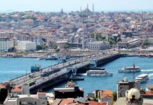 My trip to Istanbul — Explore the bridge city of Asia and Europe Galata Bridge Istanbul with Yeni Cami mosque, view from Galata Tower