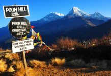 Beautiful view of Annapurna South from Poon hill at 3210 m.