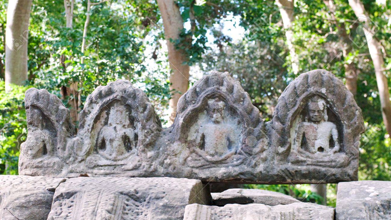 Roof decoration at the Buddhist temple Banteay Chhmar in Banteay Meanchey Province, Northwestern Cambodia.