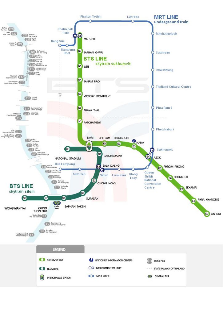 bts silom line map is marked