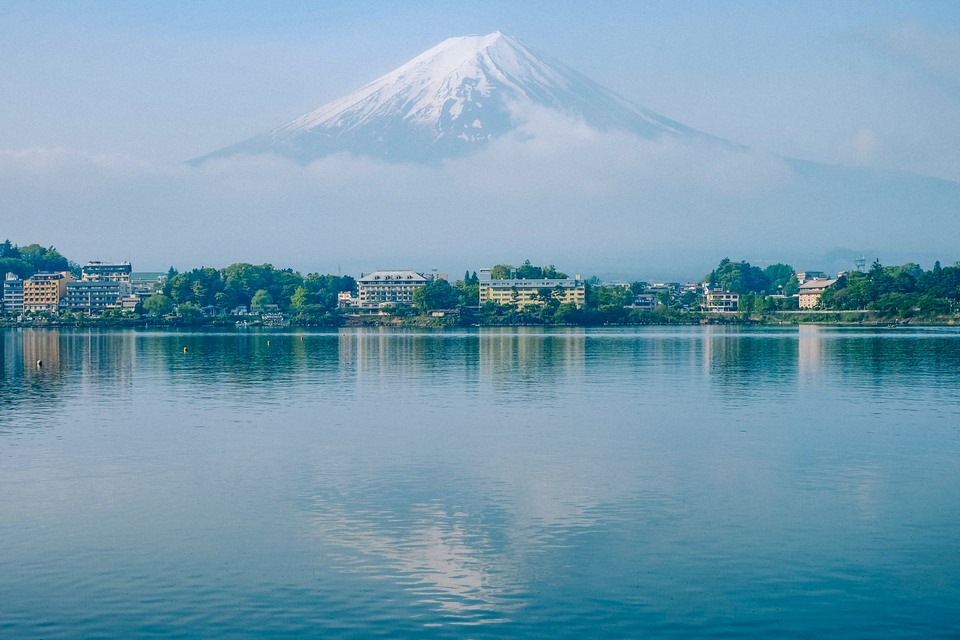 Mt Fuji reflected in Lake Kawaguchi-ko