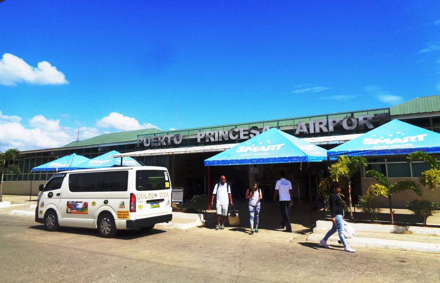 Puerto Princesa Airport front view and a Van Transfer to El Nido