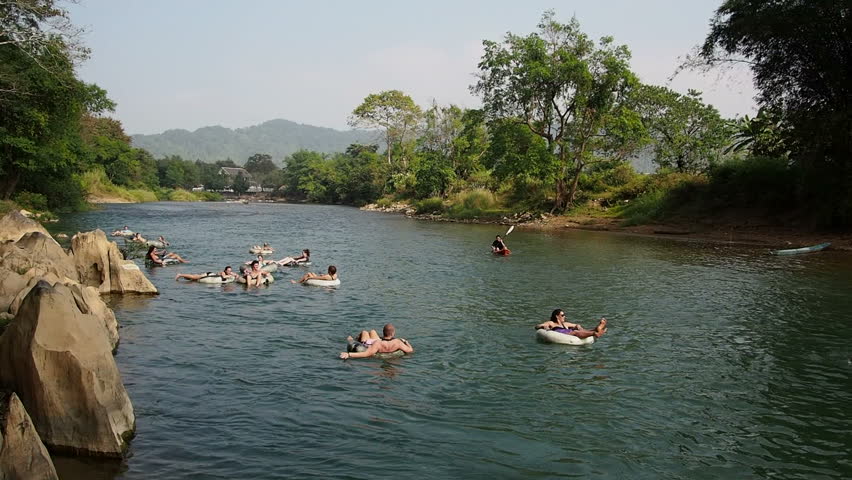 Tubing river in Vang Vieng