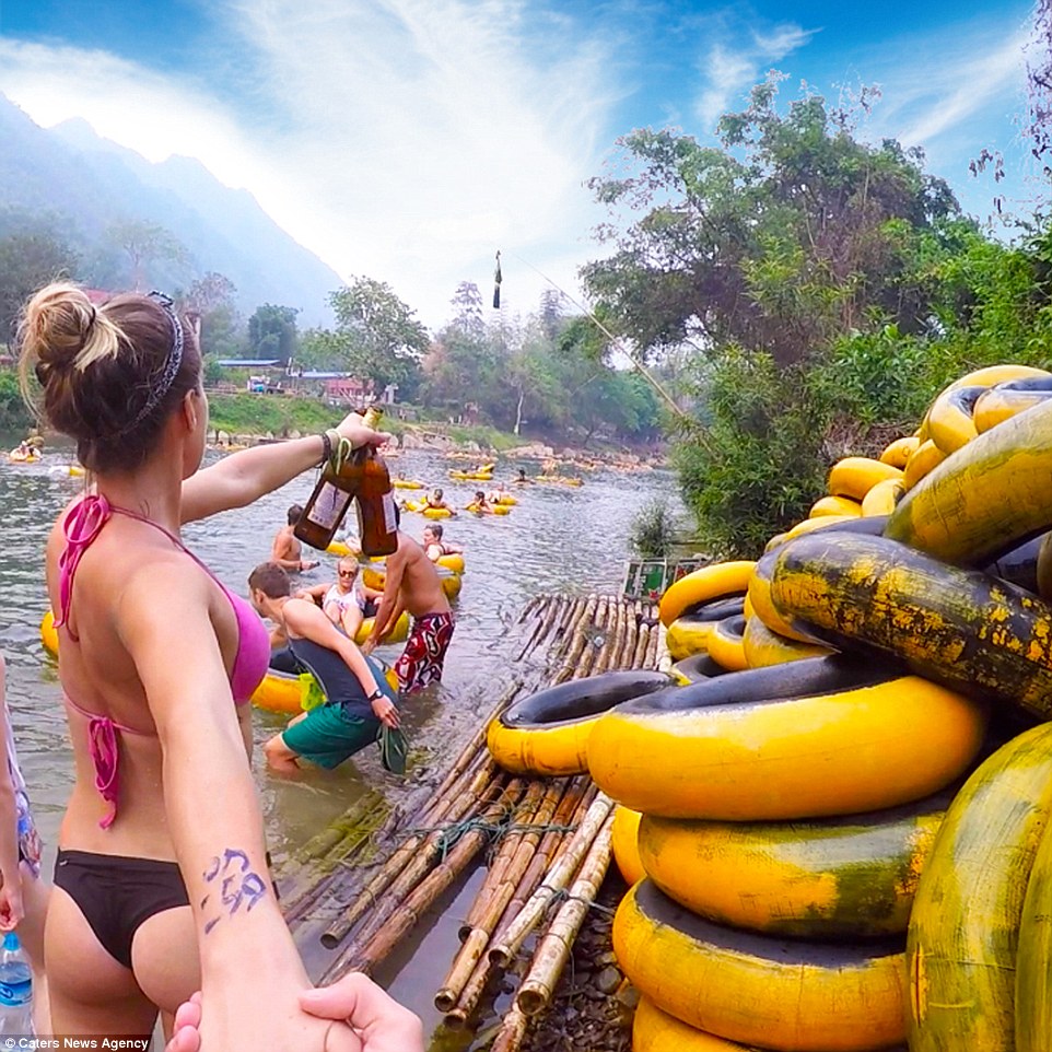 yellow tubing in vang vieng 2