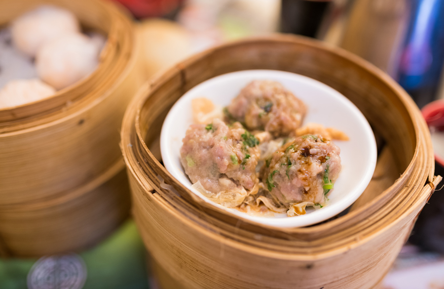 These were steamed beef balls with bean curd skin–basically, meatballs.