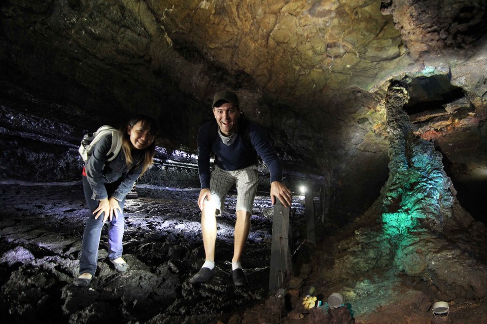 Manjanggul Lava-tube Cave showing interior views and caves