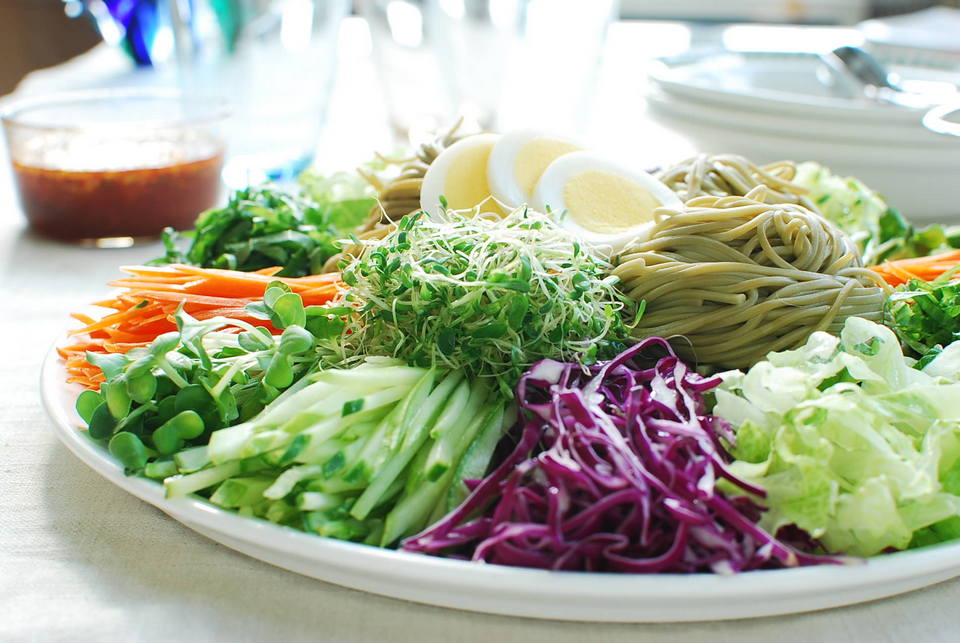 Jaengban Guksu (Korean Cold Noodles and Vegetables)