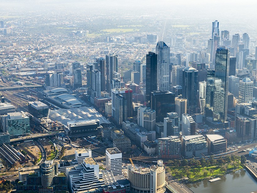 An aerial view over Melbourne's CBD. best of melbourne in a day,one day in melbourne itinerary,melbourne 1 day trip