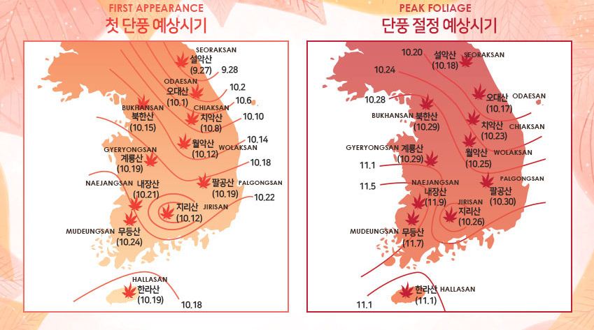 fall foliage forecast Korea 2018 Korea autumn 2018 forecast, Korea autumn foliage 2018 forecast, Korea fall foliage forecast 2018