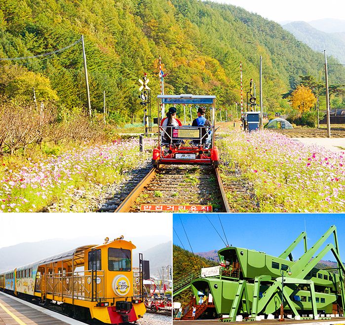 Riding at Jeonju Hanok Rail Bike