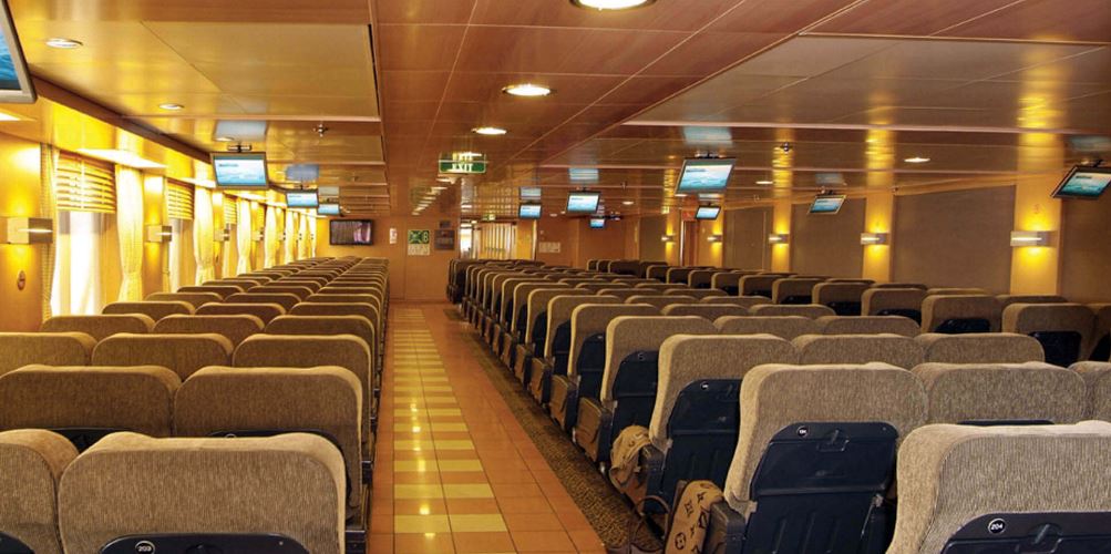 inside Blue Star Paros ferry cruise ship
