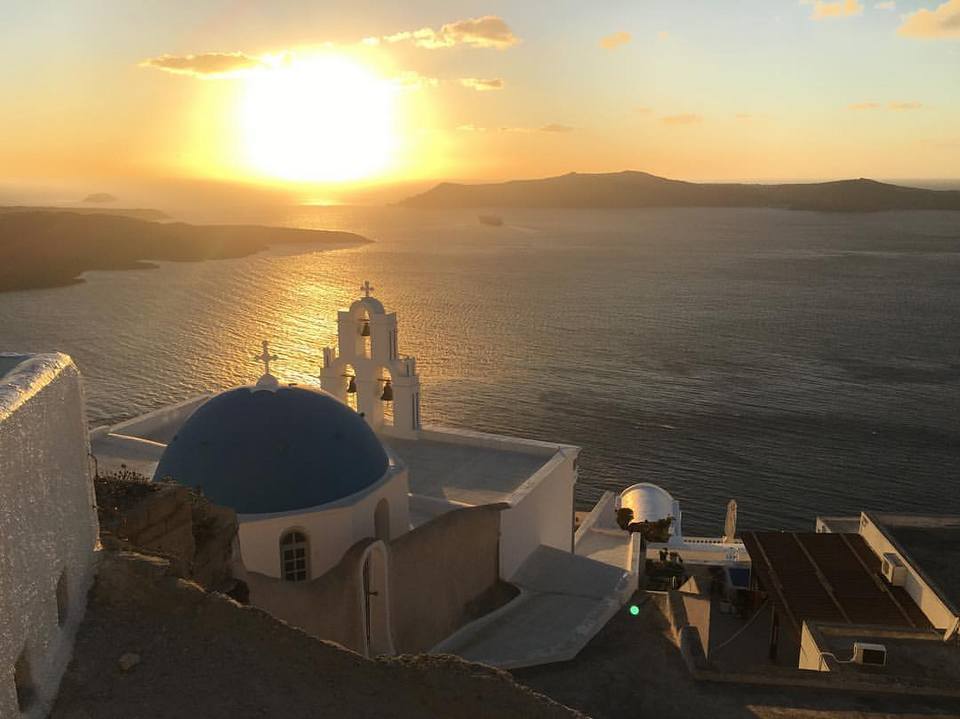 beautiful sunset Three Bells of Fira