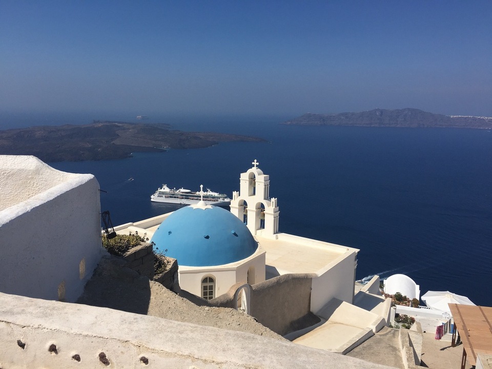 beautiful sunset Three Bells of Fira